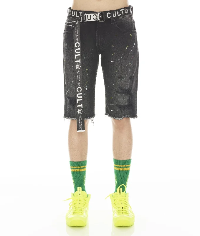 Men's checkered pattern wool shorts for a stylish winter layering option   ROCKER SHORT STRETCH BELTED IN ARTIST