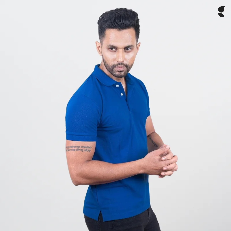 Men's slim fit short sleeve polo shirts with contrast collarsSolid Polo | Royal Blue