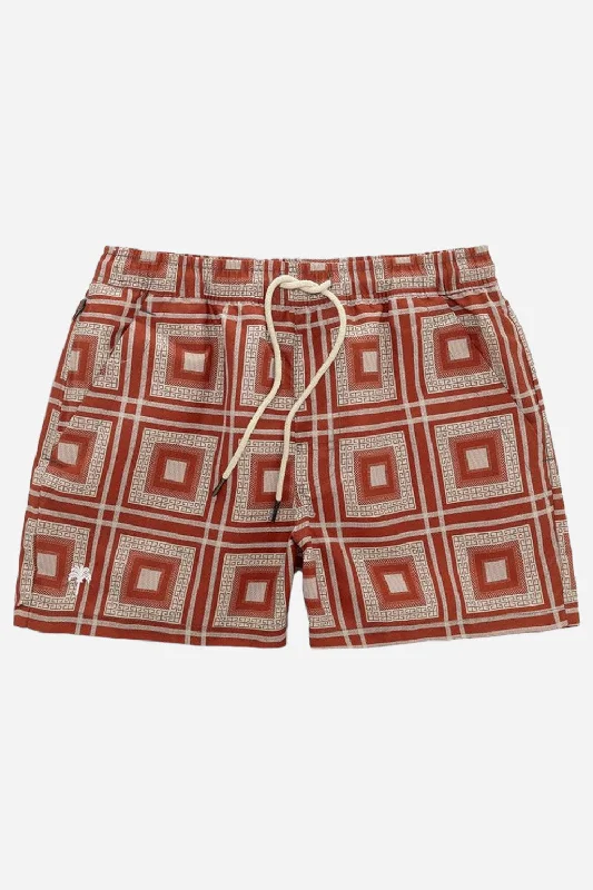 Men's checkered pattern wool shorts for a stylish winter layering option   OAS Rubin Yard Swim Trunks