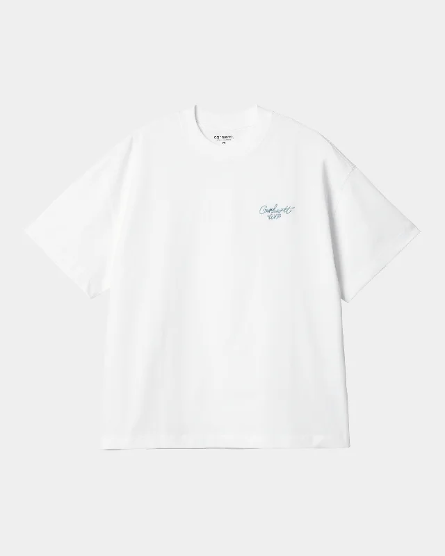 Men's antimicrobial polo shirts for odor - free daily wearSignature Script T-Shirt | White / Dusty Ice