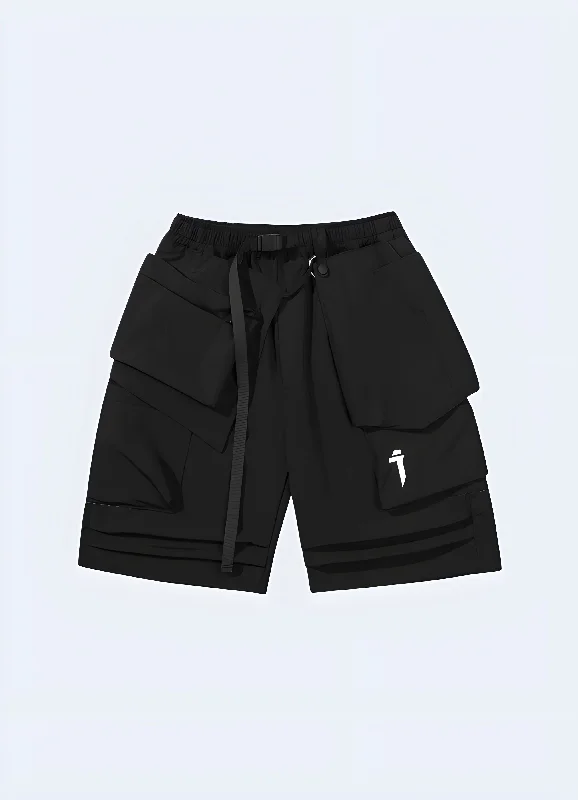 Men's drawstring casual linen shorts for a laid - back summer look Samurai Shorts