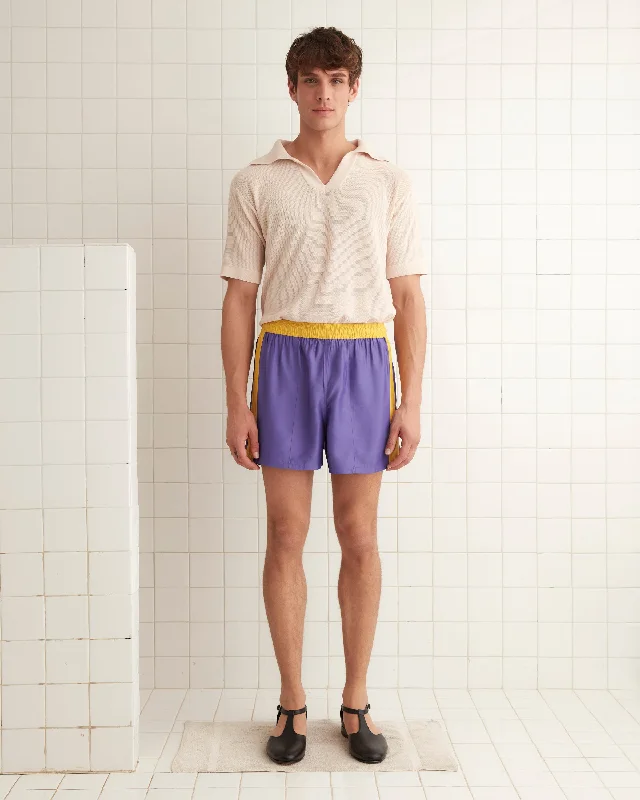 Men's high - waisted swim shorts with UPF protection for beach vacations   Satin Field Shorts - Purple