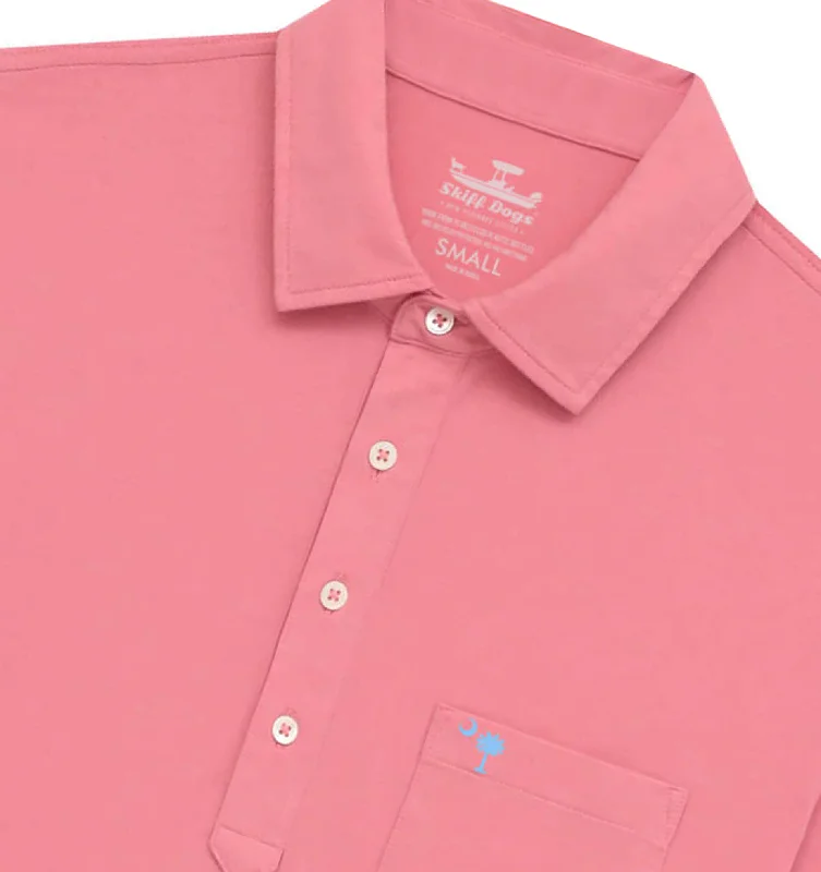 Men's reversible polo shirts with two different looksPalmetto Moon: Upcycled Surf Polo - Coral