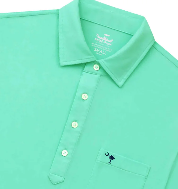 Men's reversible polo shirts with two different looksPalmetto Moon: Upcycled Surf Polo - Seaglass