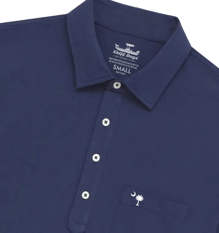 Men's budget - friendly basic polo shirts in multiple colorsPalmetto Moon: Upcycled Surf Polo - Deep Blue