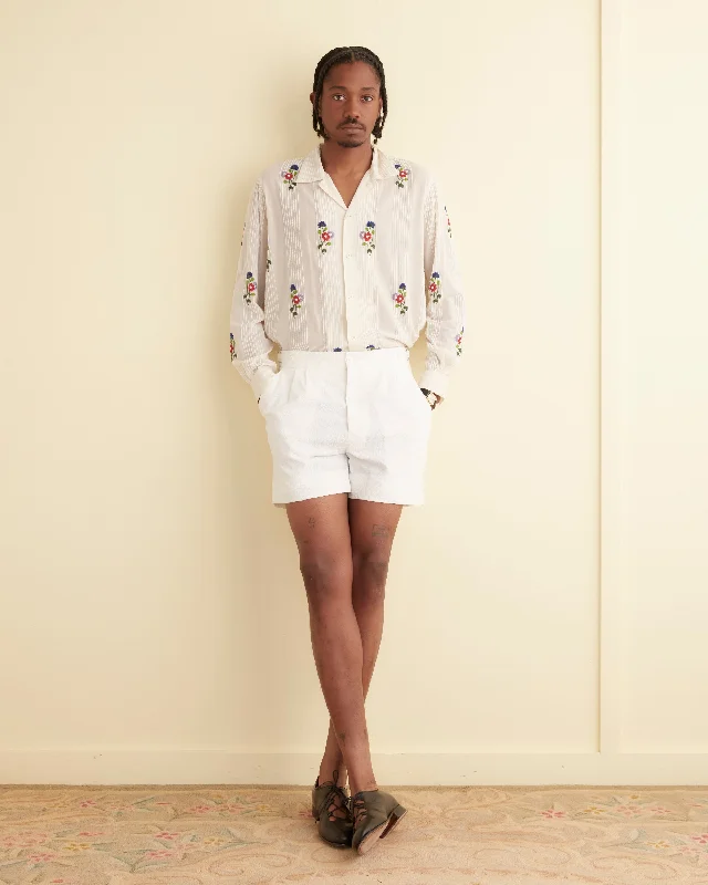Men's pastel - colored cotton shorts for a spring - friendly outfit   Seersucker Double-Button Pleated Shorts