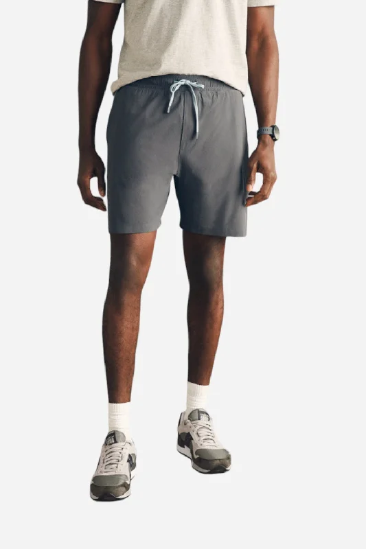 Men's high - waisted swim shorts with UPF protection for beach vacations   Faherty Shorelite Active Short 7" Inseam in Cowry Gray