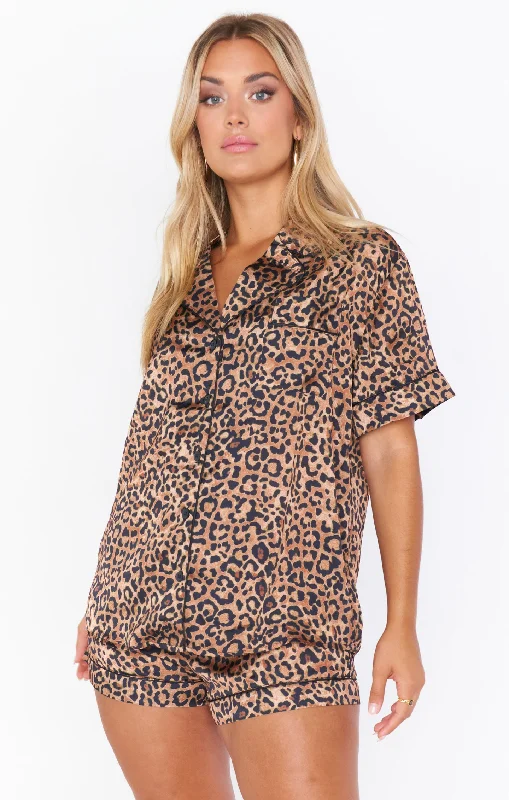Men's flat - front chino shorts for semi - formal summer events   Slumber PJ Set ~ Wild Cheetah