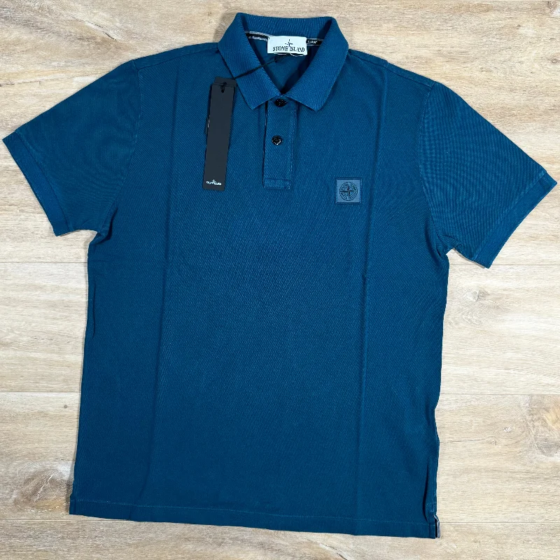 Men's color - block polo shirts with a bold fashion statementStone Island Cotton Pique Polo Shirt in Avio Blue