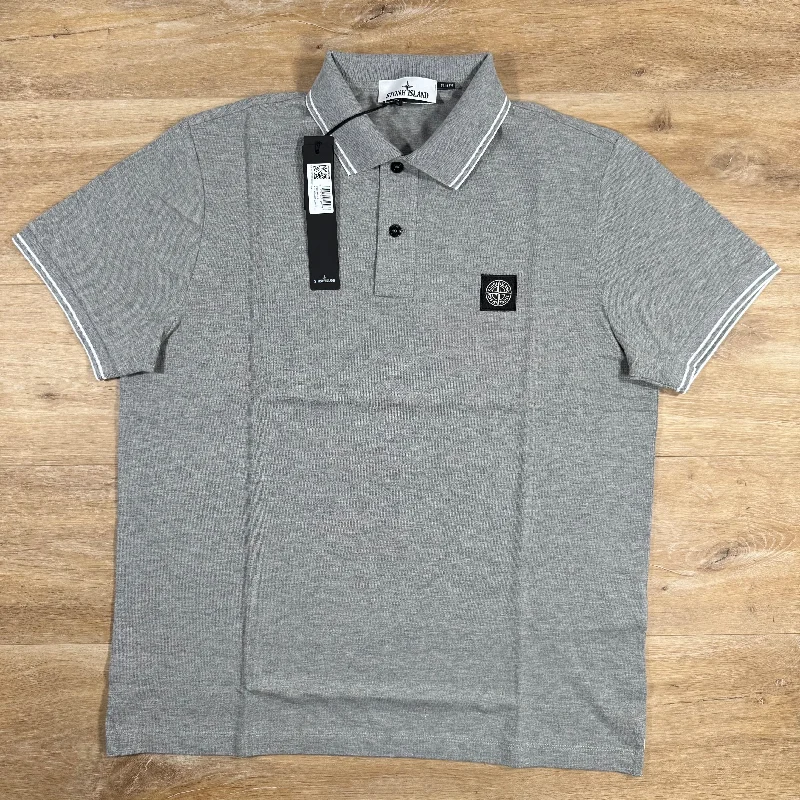 Men's high - collar polo shirts with a modern twistStone Island Patch Logo Polo Shirt in Grey