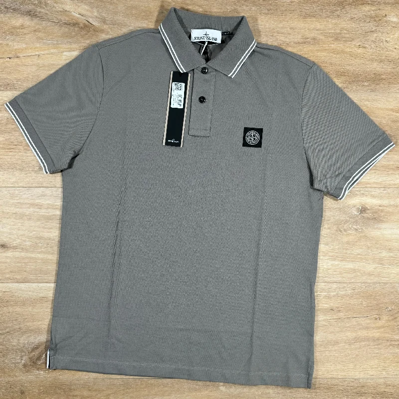 Men's plus size golf polo shirts in moisture wicking fabricStone Island Patch Polo Shirt in Dove Grey