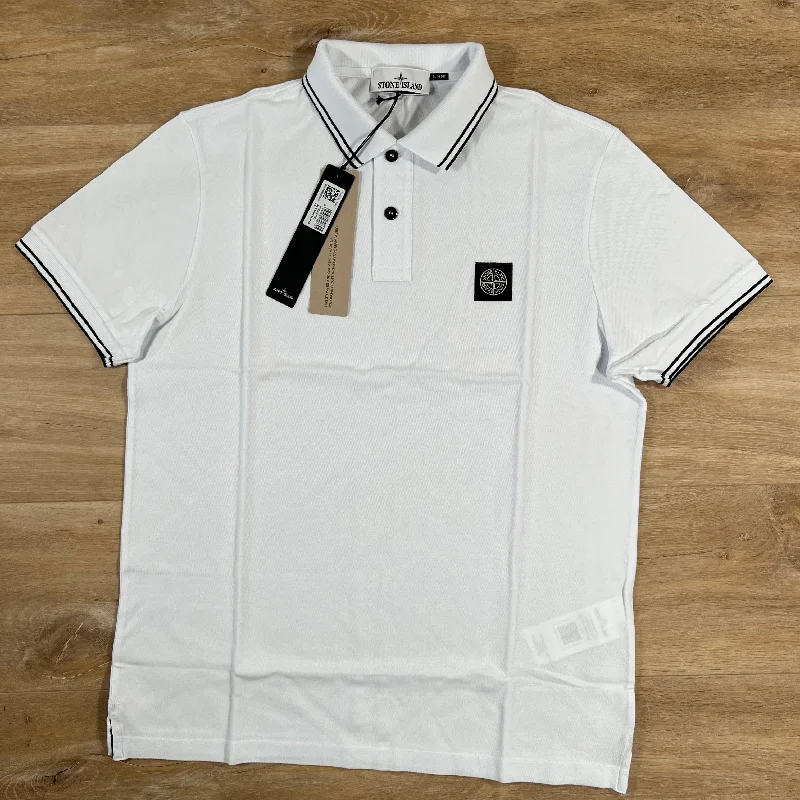 Men's vintage - inspired retro polo shirts with unique patternsStone Island Patch Polo Shirt in White