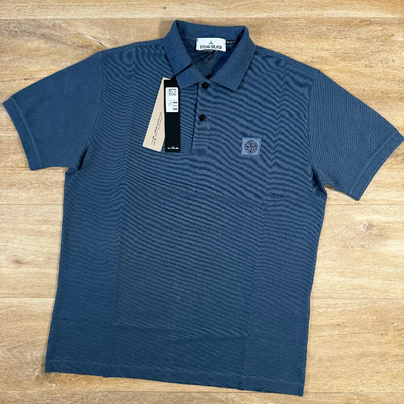 Men's jacquard woven polo shirts with intricate designsStone Island Regular Fit Polo Shirt in Avio Blue