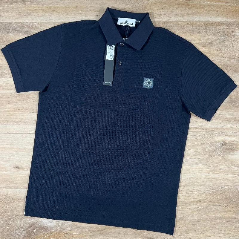 Men's two - tone stripe polo shirts with a preppy styleStone Island Regular Fit Polo Shirt in Navy
