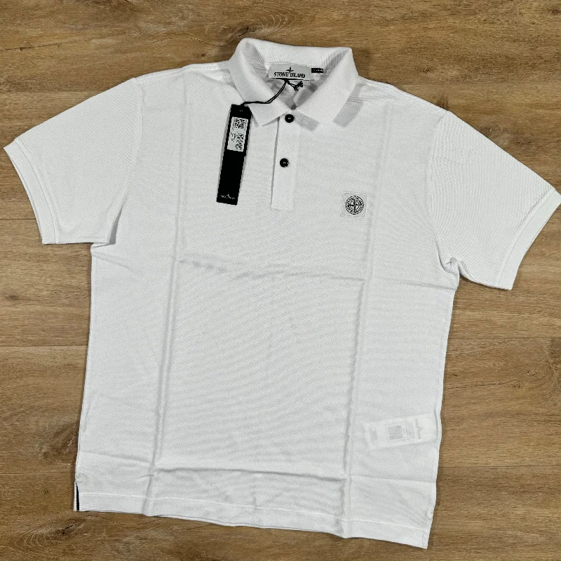 Men's long sleeve classic fit polo shirts with embroidered logosStone Island Regular Fit Polo Shirt in White