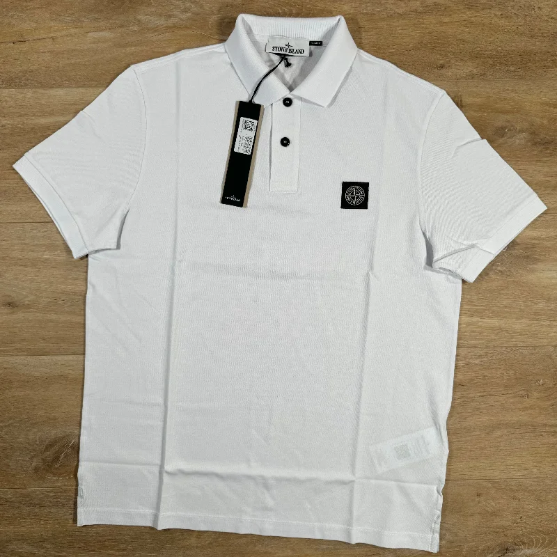 Men's two - tone stripe polo shirts with a preppy styleStone Island Slim Polo Shirt in White