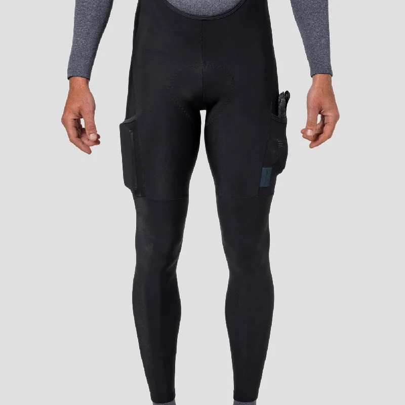 Men's flat - front chino shorts for semi - formal summer events   Men's Thermal Cargo Bib Tight - Obsidian