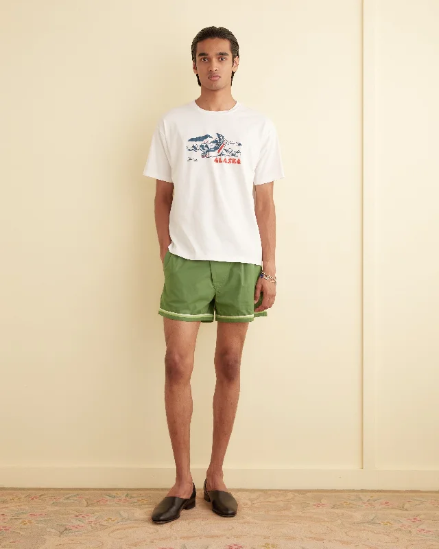 Men's side - stripe track shorts for a sporty running look   Top Sheet Boxers - Green