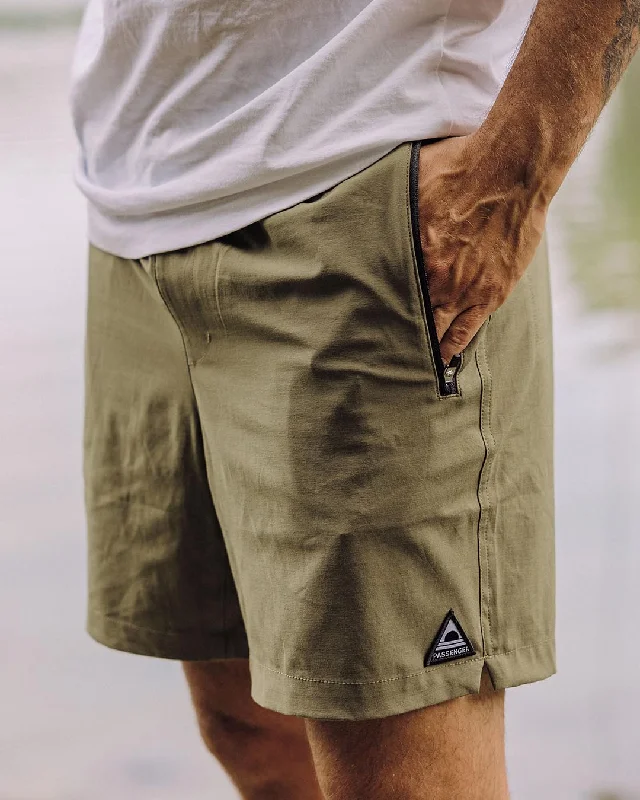 Men's zip - pocket canvas shorts for added functionality during travel   Traveller Organic All Purpose Short - Khaki
