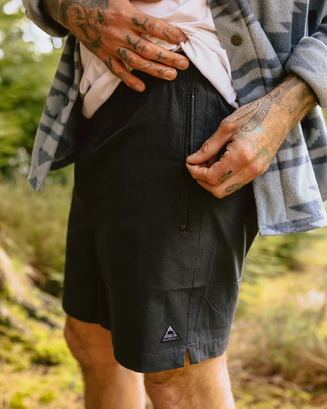 Men's drawstring casual linen shorts for a laid - back summer look Traveller Organic All Purpose Short - Black