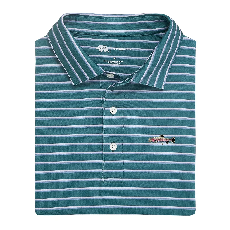 Men's UV - protected polo shirts for outdoor gardeningTrout Fairway Stripe Performance Polo - Jasper