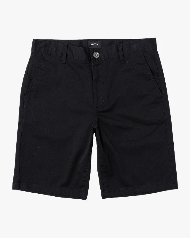 Men's button - fly denim work shorts for durability on the job   Week-End 20" Stretch Shorts - Black