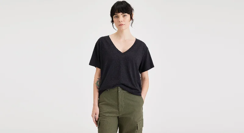 Men's pastel - colored cotton shorts for a spring - friendly outfit   Women's Deep V-Neck Tee Shirt