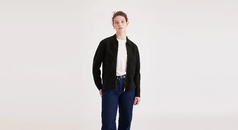 Men's zip - pocket canvas shorts for added functionality during travel   Women's Regular Fit Boiled Wool Jacket