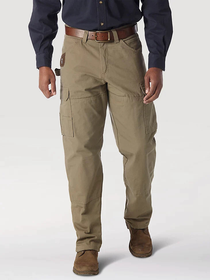 Men's pleated front twill shorts for a classic and sophisticated appearance   Wrangler® RIGGS® Men's Lined Ripstop Ranger Pant_Bark