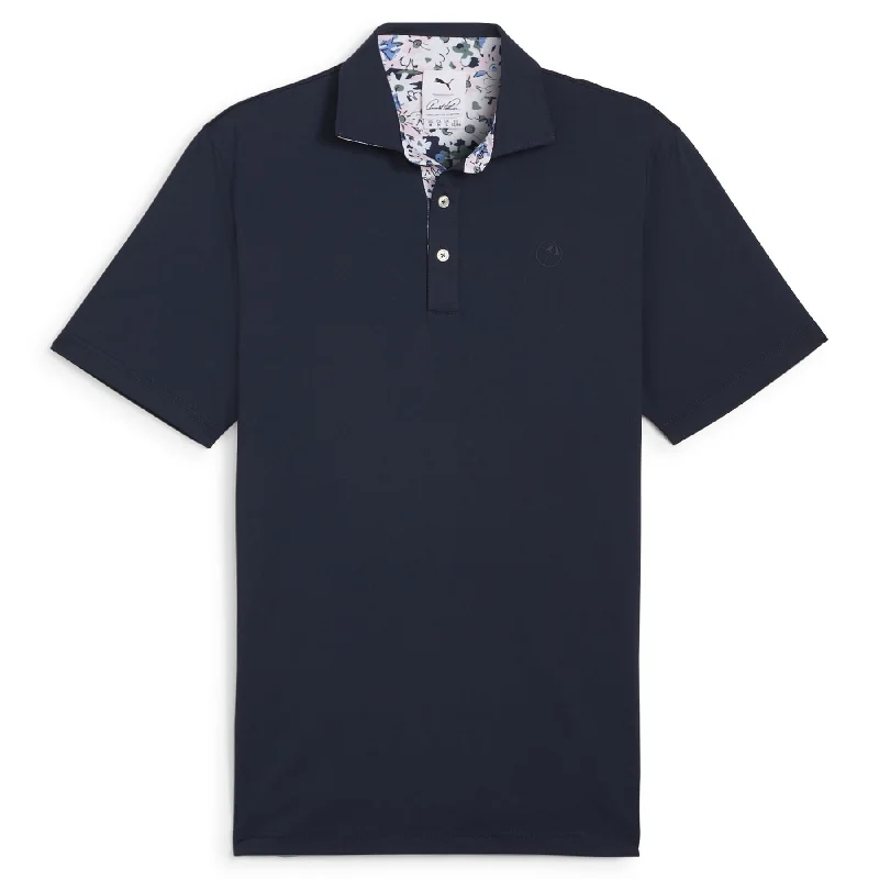 Men's antimicrobial polo shirts for odor - free daily wearX AP Floral Trim Polo Deep Navy - SS24