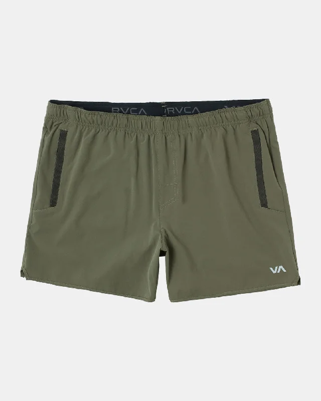 Men's distressed cotton shorts for a bohemian - inspired style   Yogger 15" Running Shorts - Olive