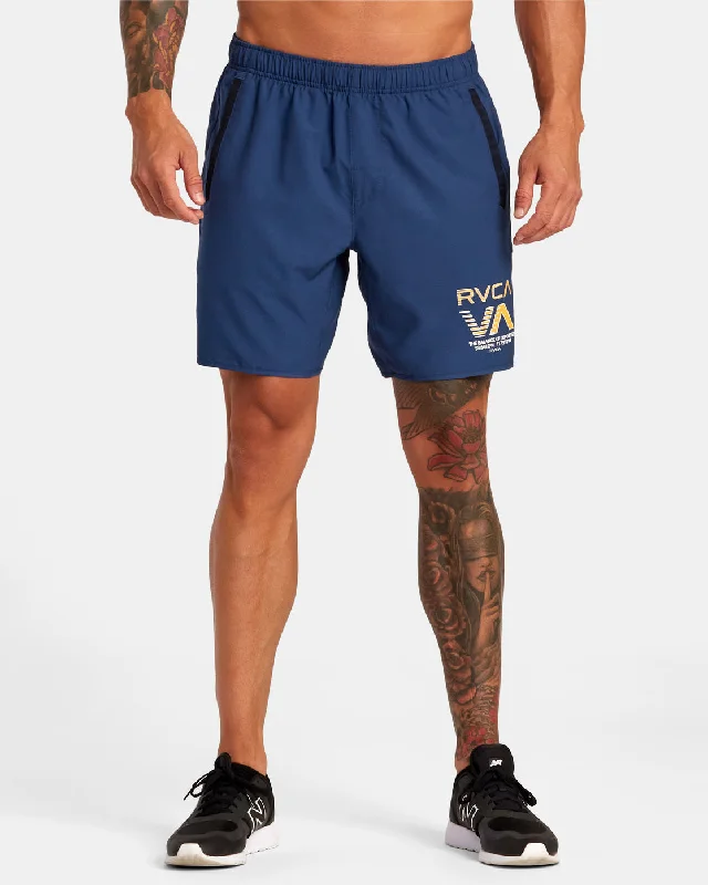 Men's distressed cotton shorts for a bohemian - inspired style   Yogger IV 17" Athletic Shorts - Army Blue