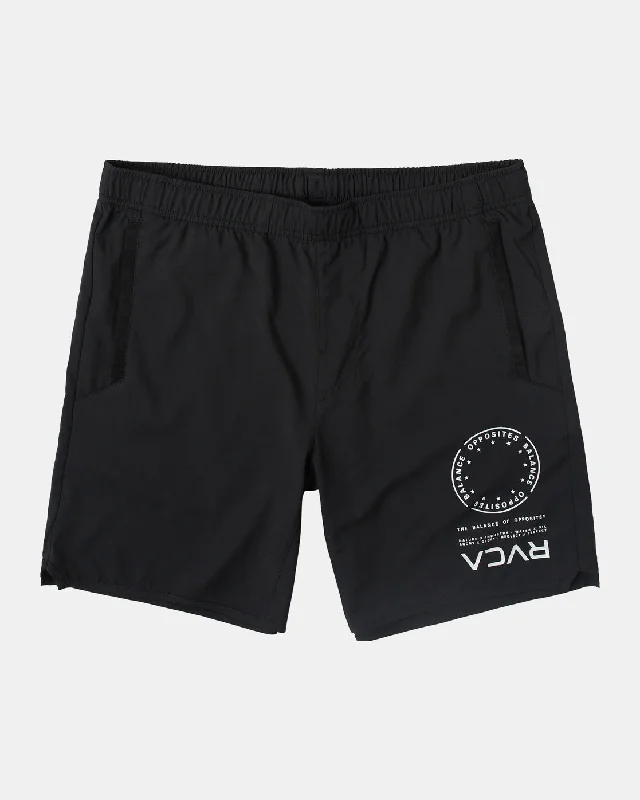 Men's button - fly denim work shorts for durability on the job   Yogger IV 17" Athletic Shorts - Black Multi