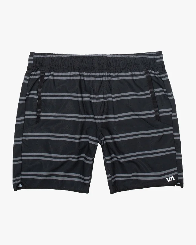 Men's button - fly denim work shorts for durability on the job   Yogger IV 17" Athletic Shorts - Black Stripe