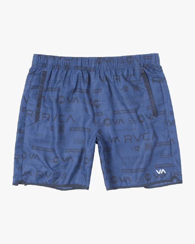 Men's wide - leg linen blend shorts for a relaxed beachside vibe    Yogger IV 17" Athletic Shorts - Brand All Over Midnight