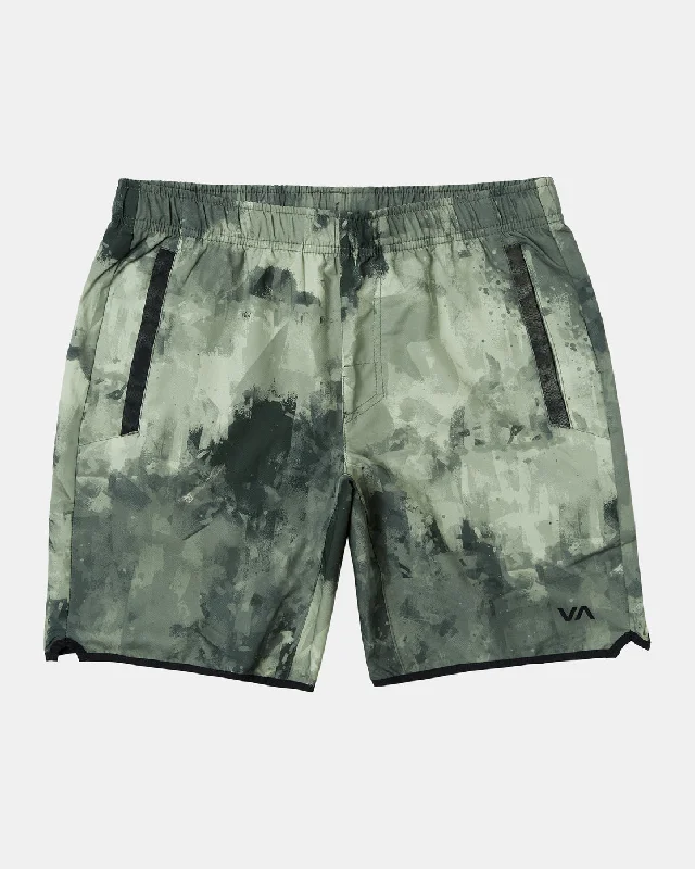 Men's distressed cotton shorts for a bohemian - inspired style   Yogger IV 17" Athletic Shorts - Green Camo Ii