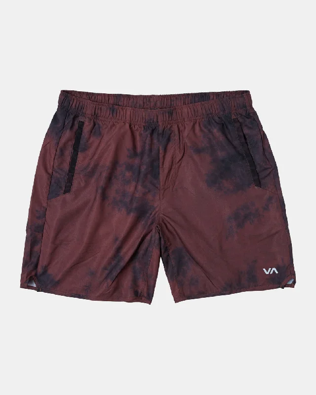 Men's checkered pattern wool shorts for a stylish winter layering option   Yogger IV 17" Athletic Shorts - Mohogany Tie Dye