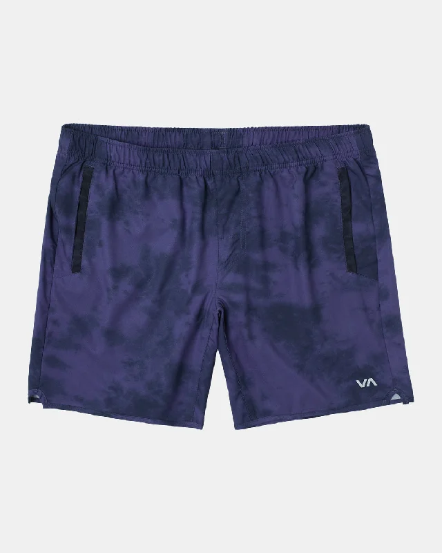 Men's flat - front chino shorts for semi - formal summer events   Yogger IV 17" Athletic Shorts - Purps Tie Dye