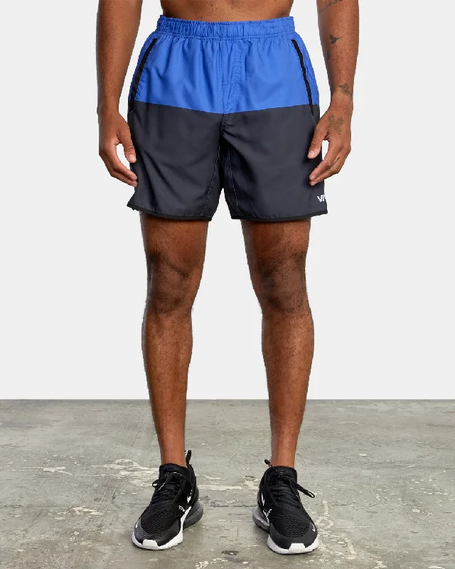 Men's elastic waistband lounge shorts for lazy weekends at home   Yogger IV 17" Athletic Shorts - Stark Blue Blocked
