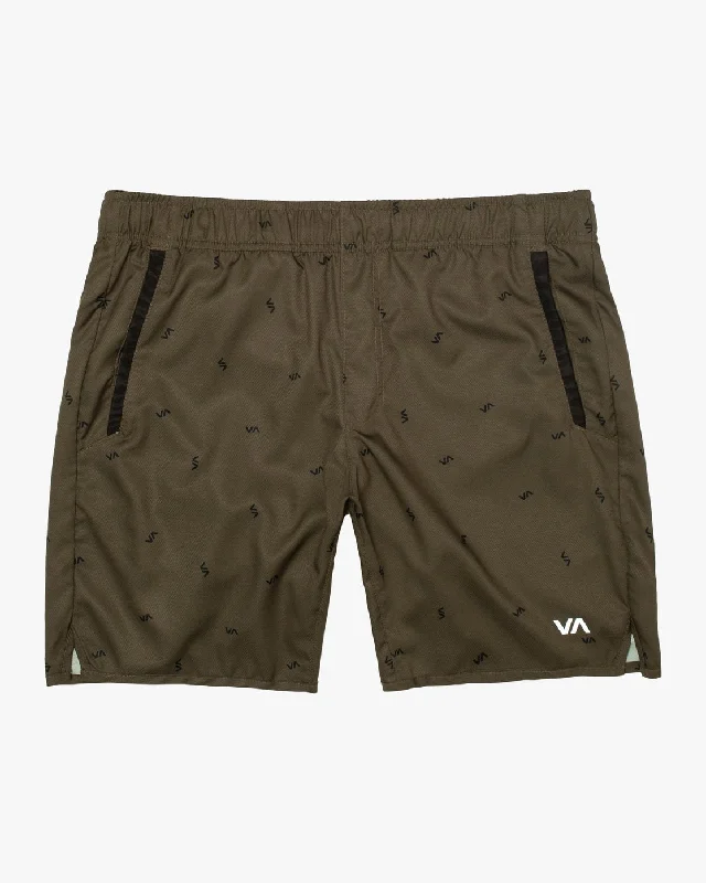 Men's distressed cotton shorts for a bohemian - inspired style   Yogger IV 17" Athletic Shorts - Tossed Va Olive