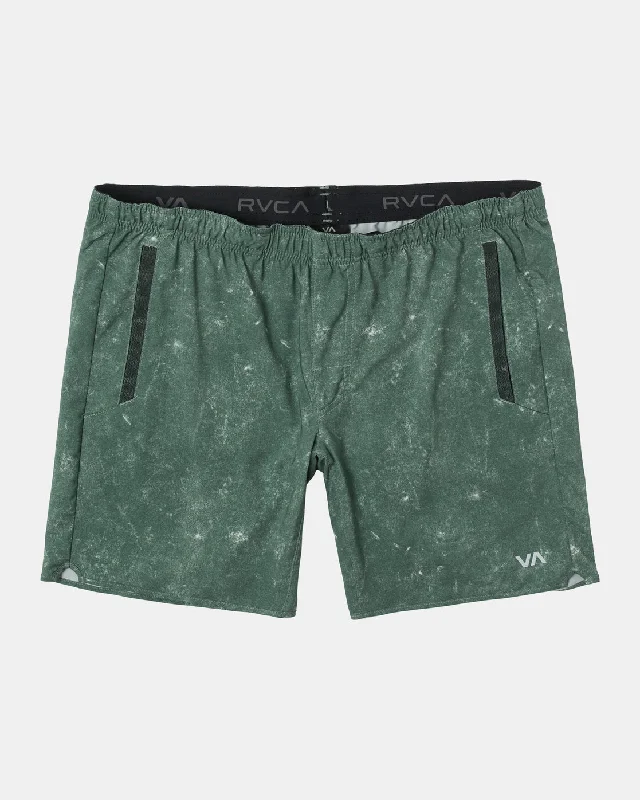 Men's elastic waistband lounge shorts for lazy weekends at home   Yogger Stretch 17" Athletic Shorts - Acid Wash Jungle Green