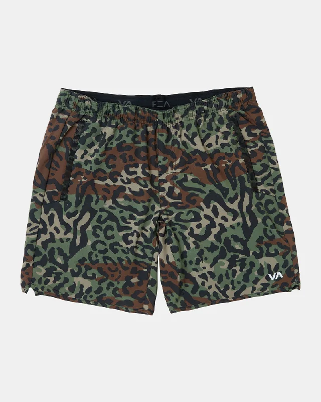Men's distressed cotton shorts for a bohemian - inspired style   Yogger Stretch 17" Athletic Shorts - Animal Camo