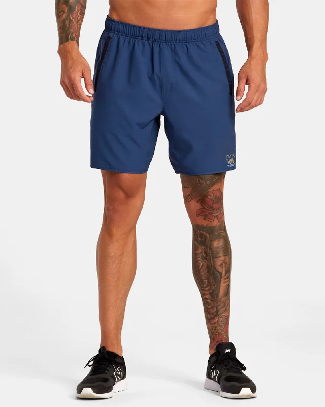 Men's elastic waistband lounge shorts for lazy weekends at home   Yogger Stretch 17" Athletic Shorts - Army Blue