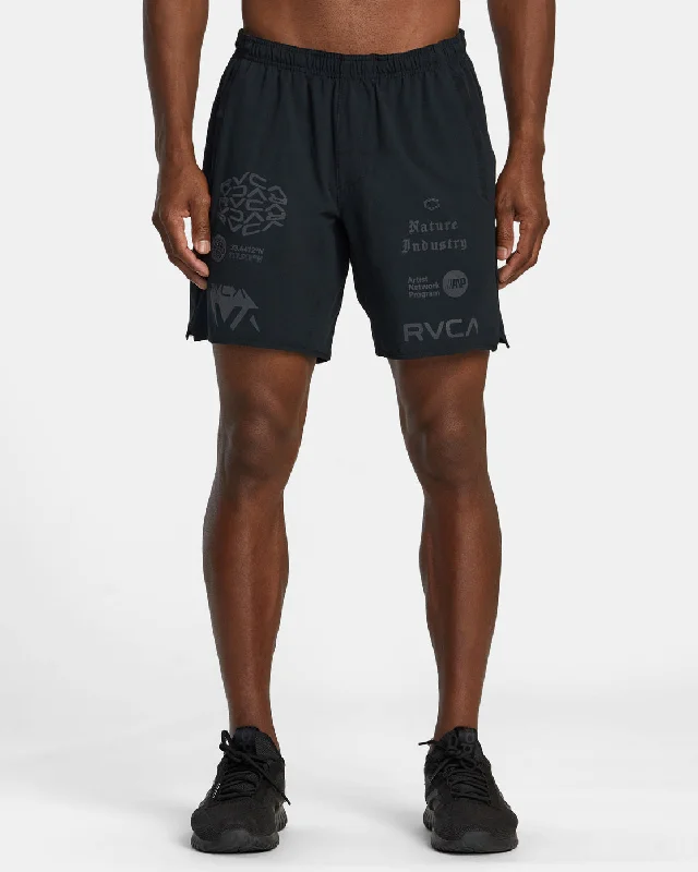 Men's button - fly denim work shorts for durability on the job   Yogger Stretch 17" Athletic Shorts - Black All Brand 2