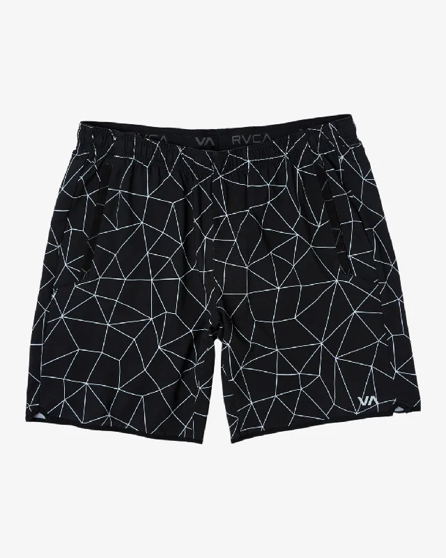 Men's elastic waistband lounge shorts for lazy weekends at home   Yogger Stretch 17" Athletic Shorts - Black Grid