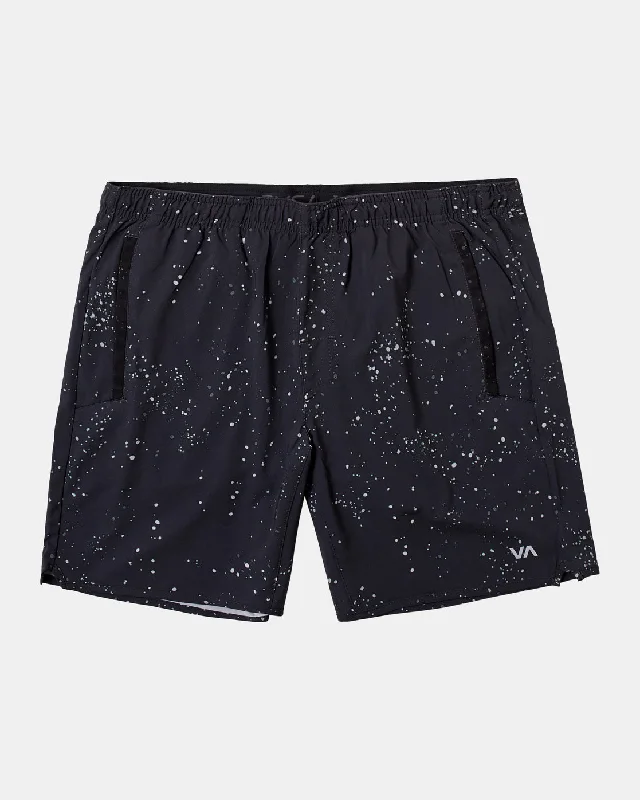 Men's elastic waistband lounge shorts for lazy weekends at home   Yogger Stretch 17" Athletic Shorts - Black Splatter
