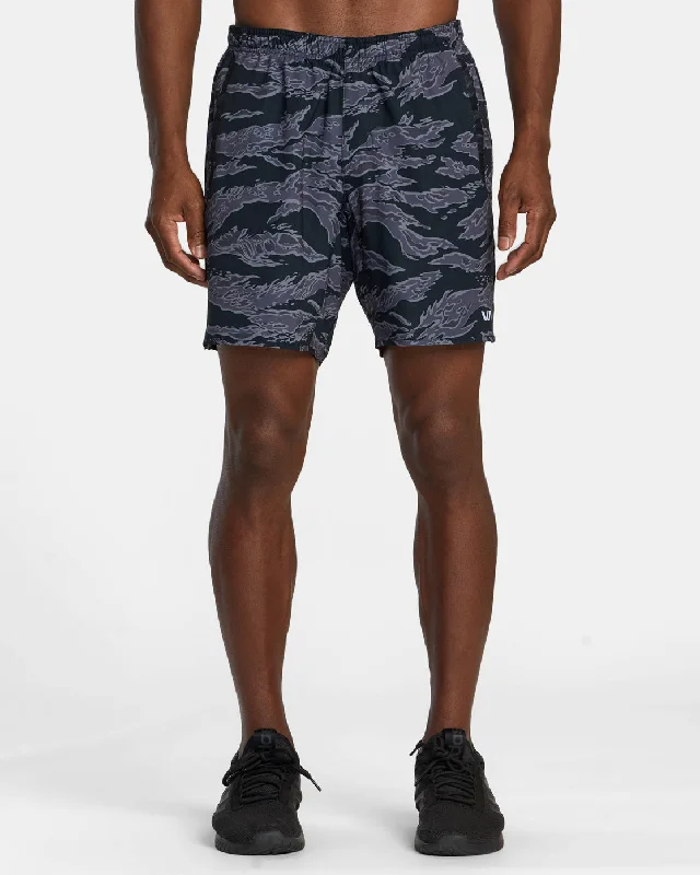 Men's moisture - wicking performance shorts for sweaty outdoor activities   Yogger Stretch 17" Athletic Shorts - Black Tiger Camo