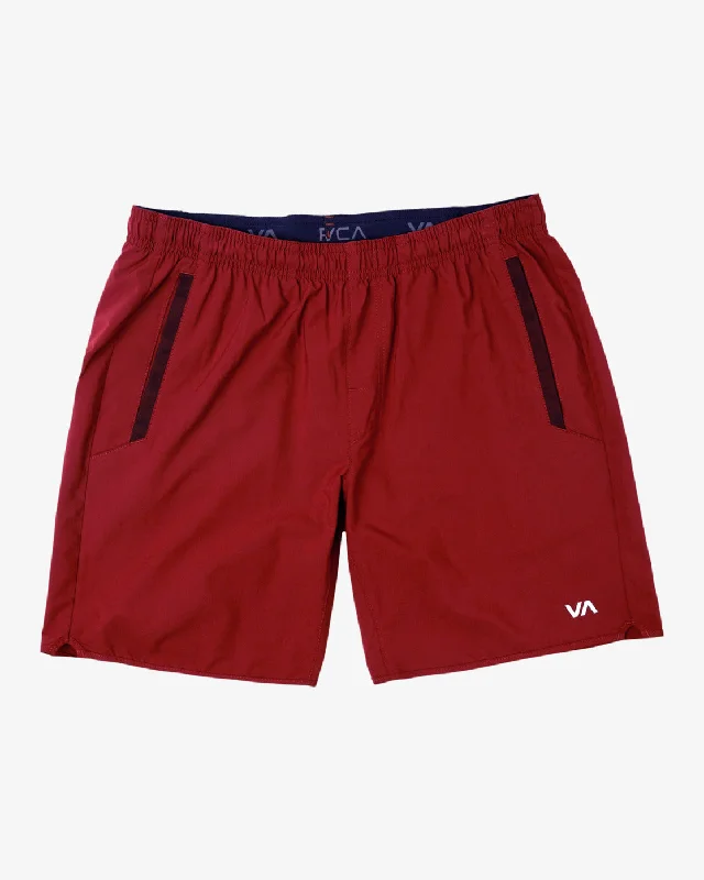 Men's button - fly denim work shorts for durability on the job Yogger Stretch 17" Athletic Shorts - Cardinal Men's button - fly denim work shorts for durability on the job Yogger Stretch 17" Athletic Shorts - Cardinal