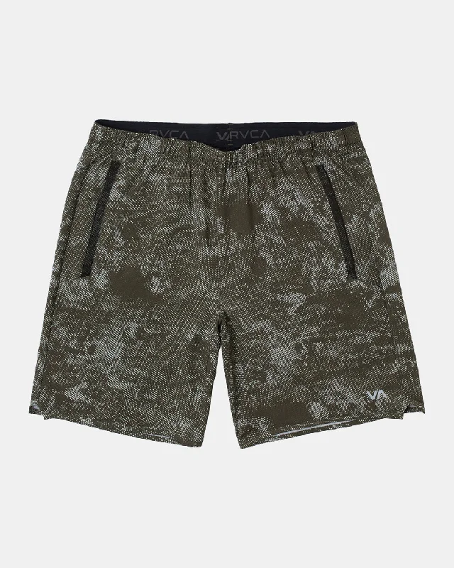 Men's zip - pocket canvas shorts for added functionality during travel   Yogger Stretch 17" Athletic Shorts - Digi Camo Olive