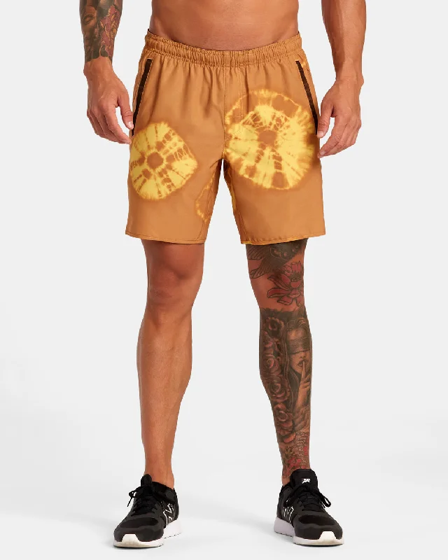 Men's pleated front twill shorts for a classic and sophisticated appearance   Yogger Stretch 17" Athletic Shorts - Gold Tie Dye